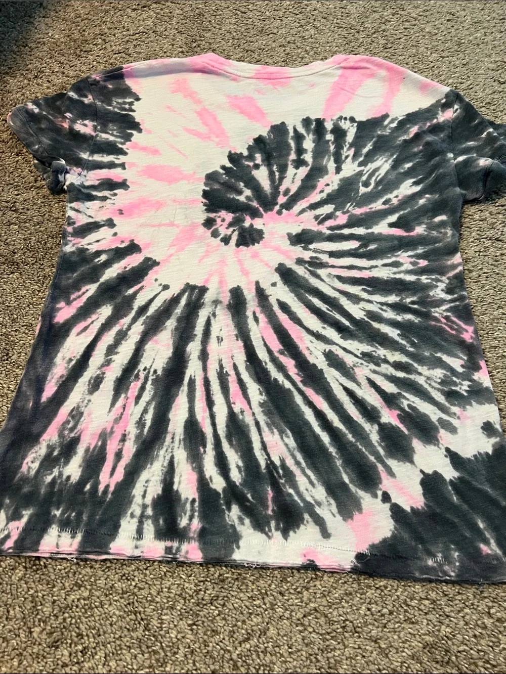 Justice Pink & Black Tie-Dye Tee with Positive Slogan